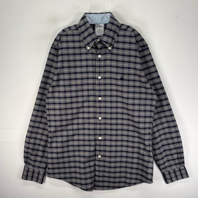 古着 ブルックスブラザーズ Brooks Brothers 長袖シャツ ボタンダウン ワンポイント S ネイビー系 チェック メンズ