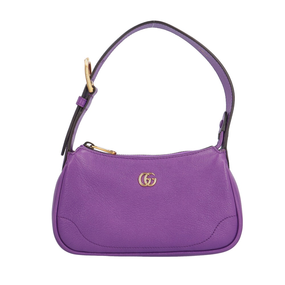 グッチ アフロディーテ ミニ GGマーモント ハンドバッグ レザー 739076 パープル レディース GUCCI  中古