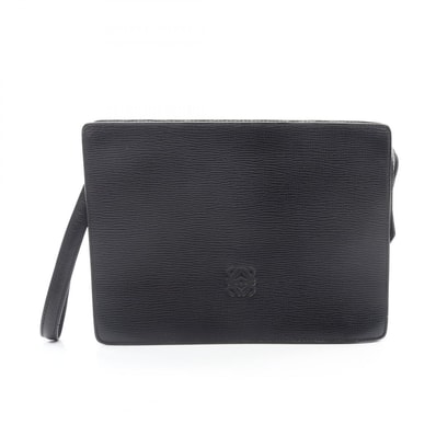 ロエベ LOEWE アナグラム セカンドバッグ クラッチバッグ バッグ レザー レディース ブラック系 【中古】