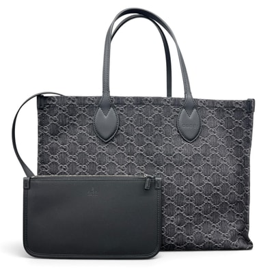 GUCCI 極美品 グッチ GGデニム オフィディア ラージ トートバッグ 772184 デニム レザー ブラック ビジネスバッグ ユニセックス Y2K Aランク 中古 鑑定済 グッチバッグ