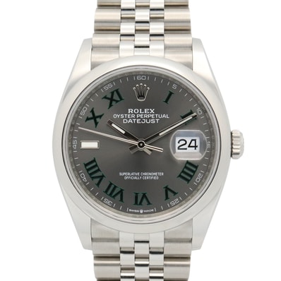 ロレックス ROLEX デイトジャスト 36 ランダム番 腕時計 時計 ステンレススチール メンズ グレー系 スレート/ローマ 126200 【中古】