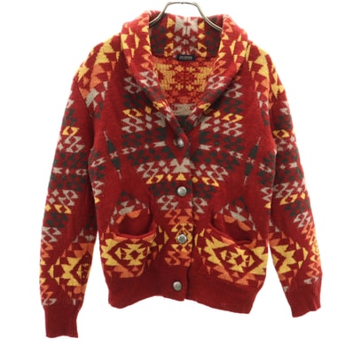 JOURNAL STANDARD ジャーナルスタンダード ウールブレンド 総柄 長袖 カーディガン レッド系 ニット