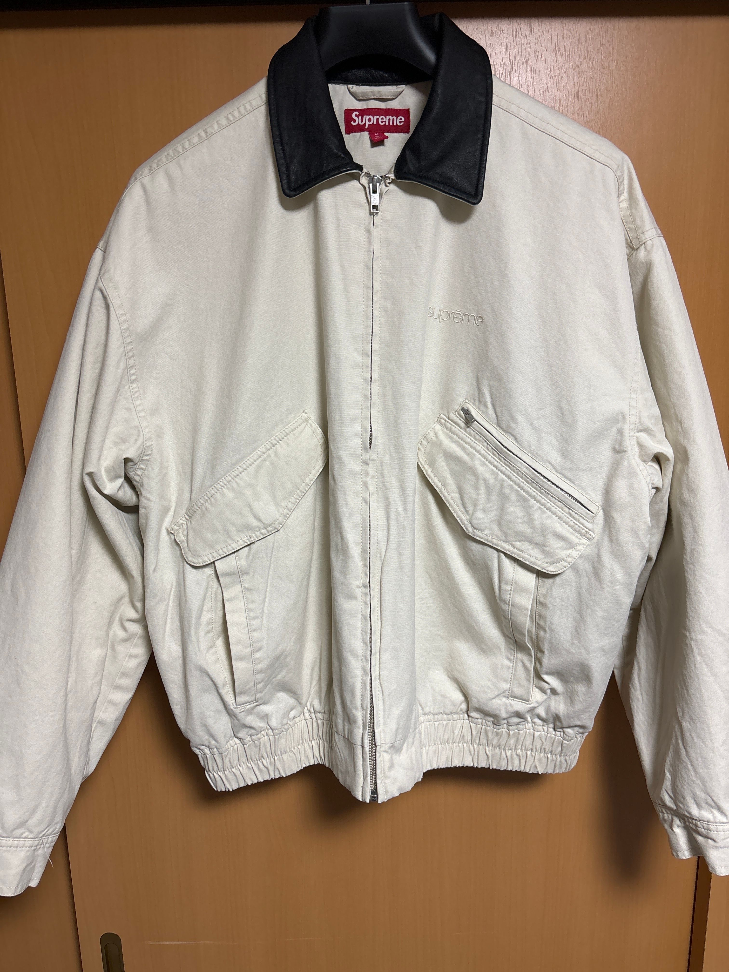 Supreme Leather Collar Utility Jacket "Stone"