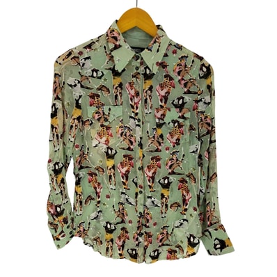 総柄 シルク シアー ワーク シャツ【1142597066492】