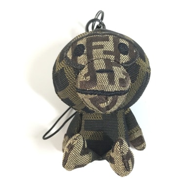 フェンディ FENDI マイロ ズッカ A BATHING APE アベイシングエイプ コラボ 携帯ストラップ ぬいぐるみ チャーム キャンバス ブラウン 美品
