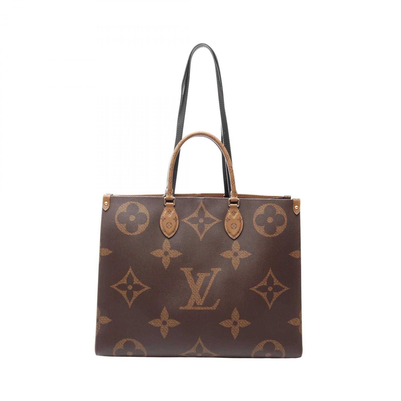 ルイ・ヴィトン LOUIS VUITTON オンザゴーGM ショルダーバッグ バッグ PVCコーティングキャンバス レザー モノグラム・ジャイアントリバース レディース ブラウン系 M45320 【中古】