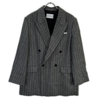 アダムエロペ 25AW GAL25030 グレー ダブルブレストツイード&チェックジャケット 38