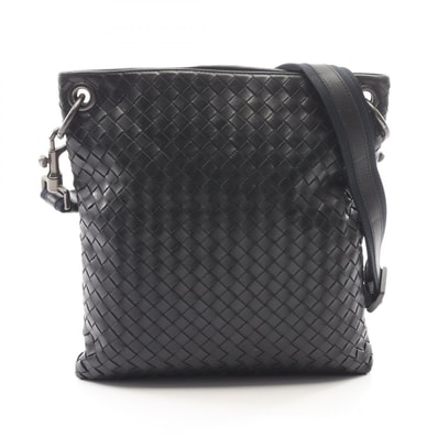 ボッテガヴェネタ BOTTEGA VENETA イントレチャート ショルダーバッグ バッグ レザー メンズ ブラック系 【中古】