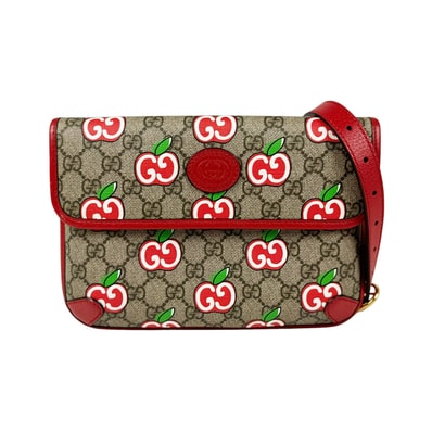 グッチ GUCCI ウエストバッグ ベルトバッグ GGアップル GGスプリームキャンバス ブラウン/レッド レディース 625233【中古】 z11333