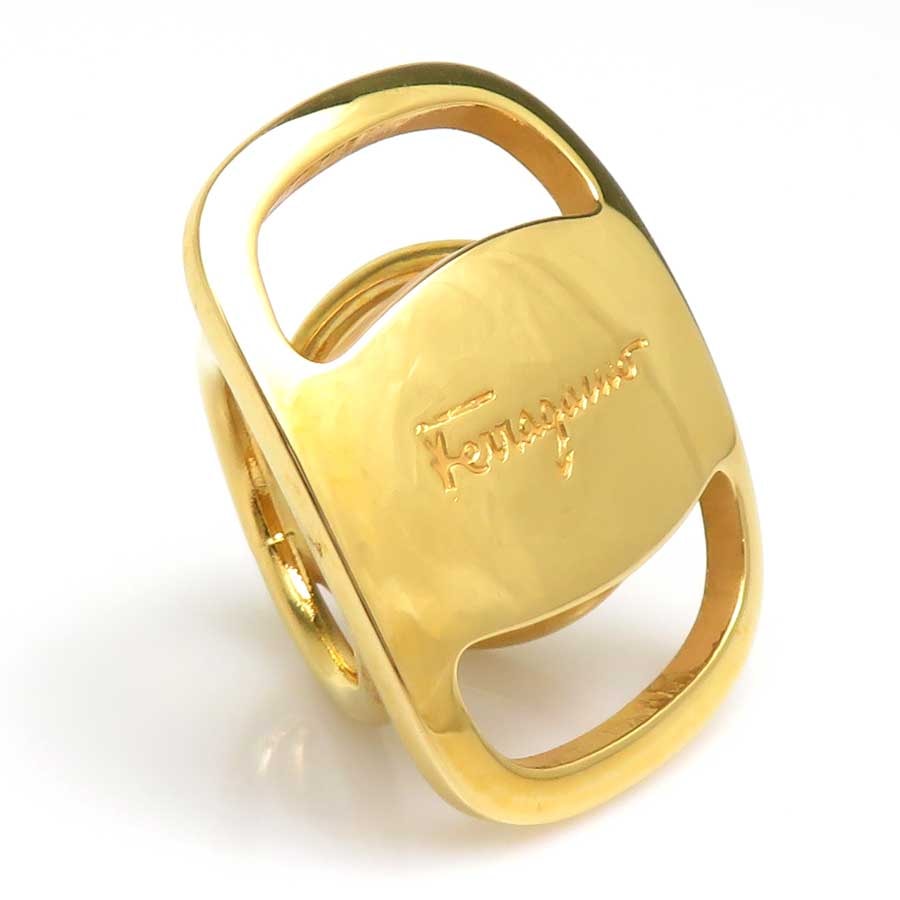 サルヴァトーレフェラガモ Salvatore Ferragamo スカーフリング ヴァラ メタル ゴールド レディース【中古】 h32621i