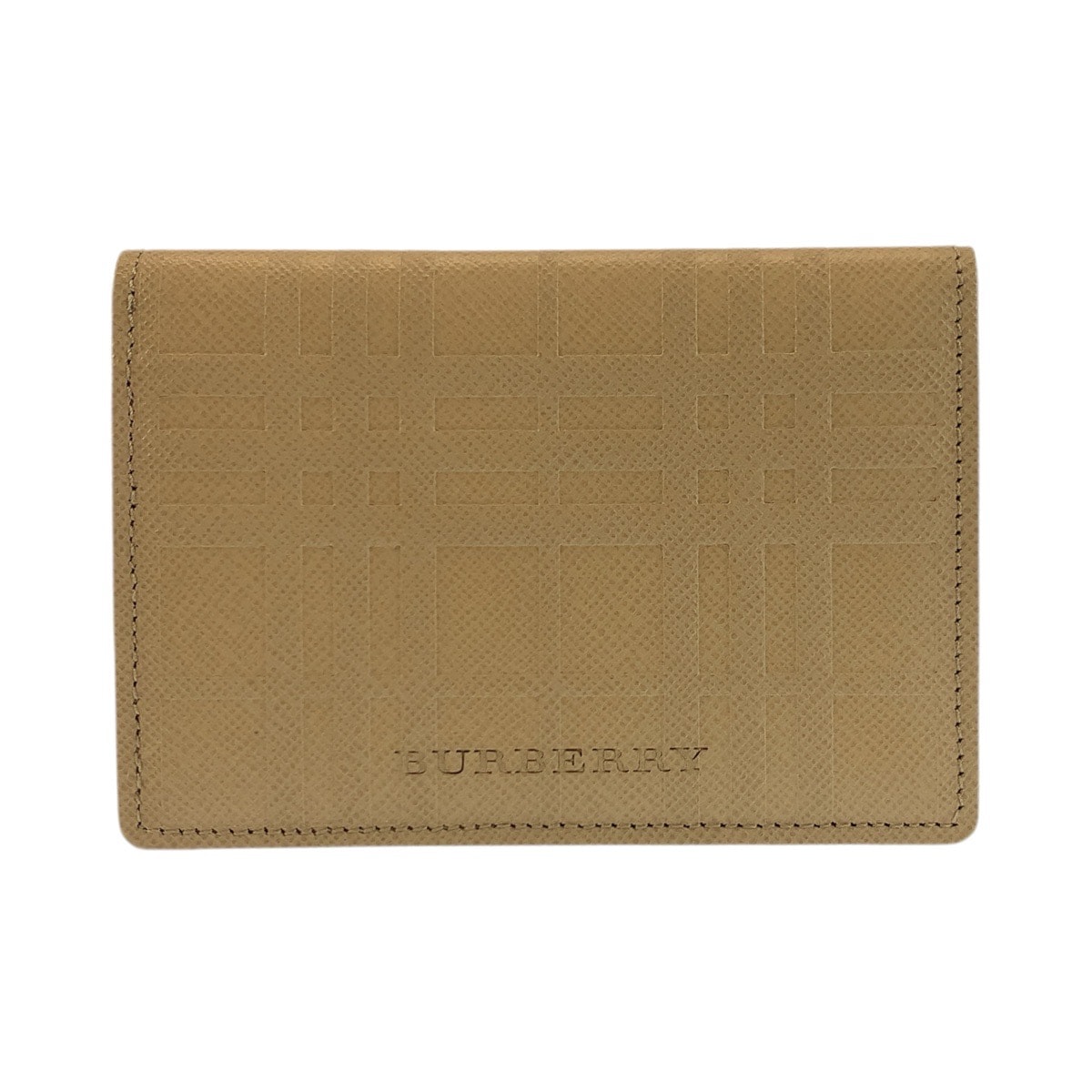 美品 BURBERRY バーバリー ベージュ レザー カードケース パスケース 600496 【中古】