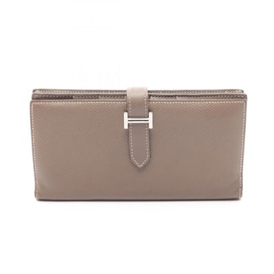 エルメス HERMES ベアンスフレ 二つ折り長財布 財布 レザー ヴォーエプソン ヴォーエプソン エトゥープ X刻印(2016年製造) レディース グレー系 【中古】