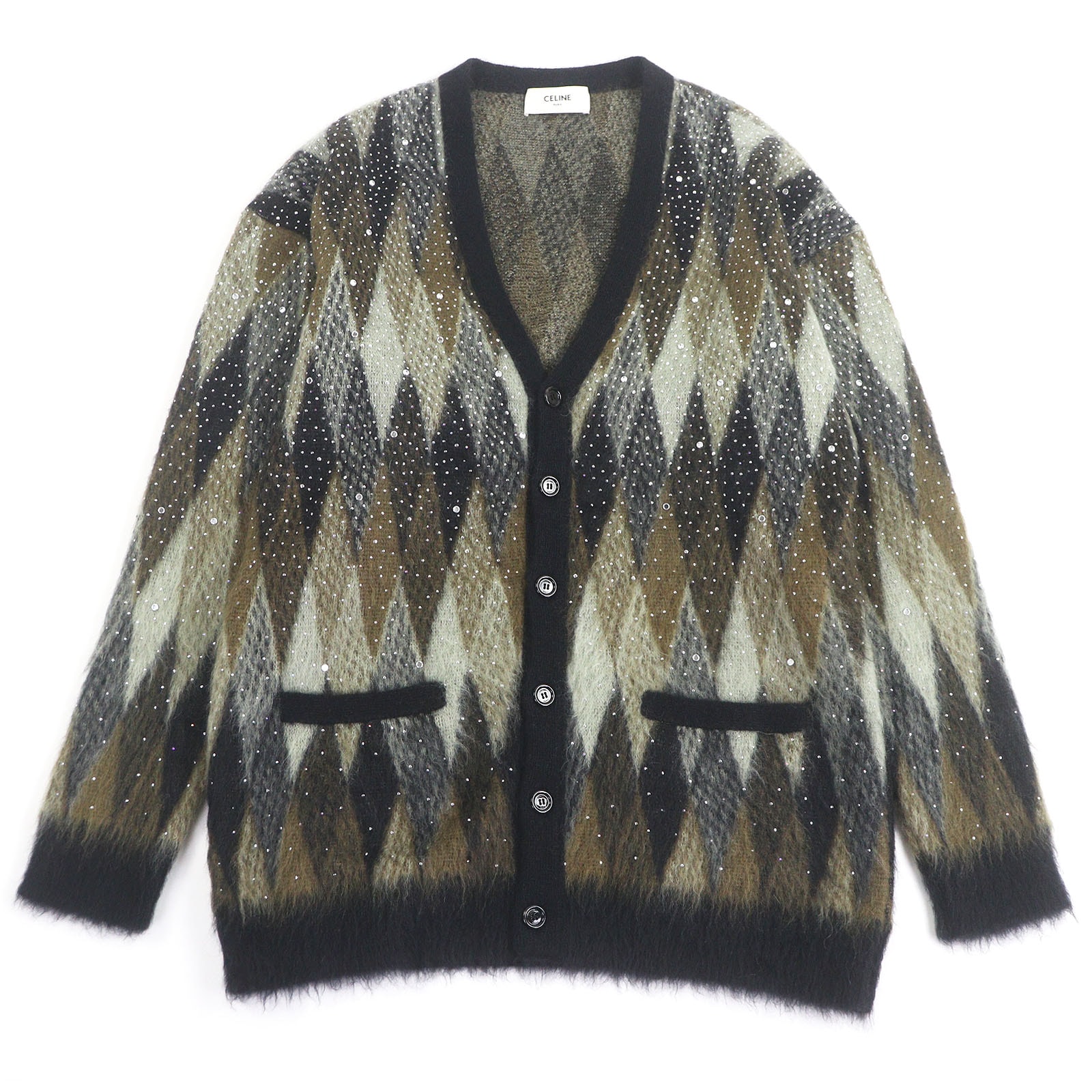 極美品 セリーヌ カーディガン グリーン メンズ XL 2AA48606S