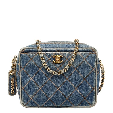 シャネル ココマーク マトラッセ チェーン ショルダーバッグ インディゴブルー デニム レディース CHANEL 【中古】