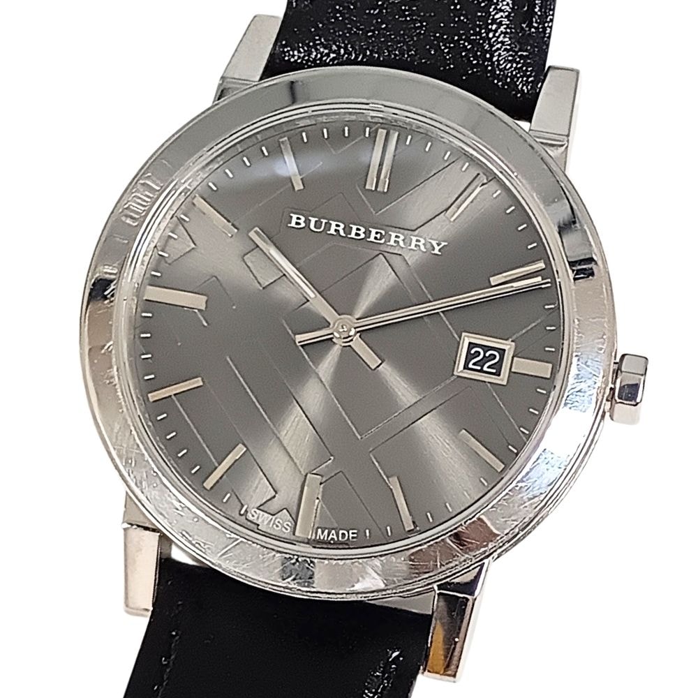BURBERRY バーバリー BU9030 デイト クォーツ メンズ 革ベルト社外(BAMBI) 腕時計 C1193