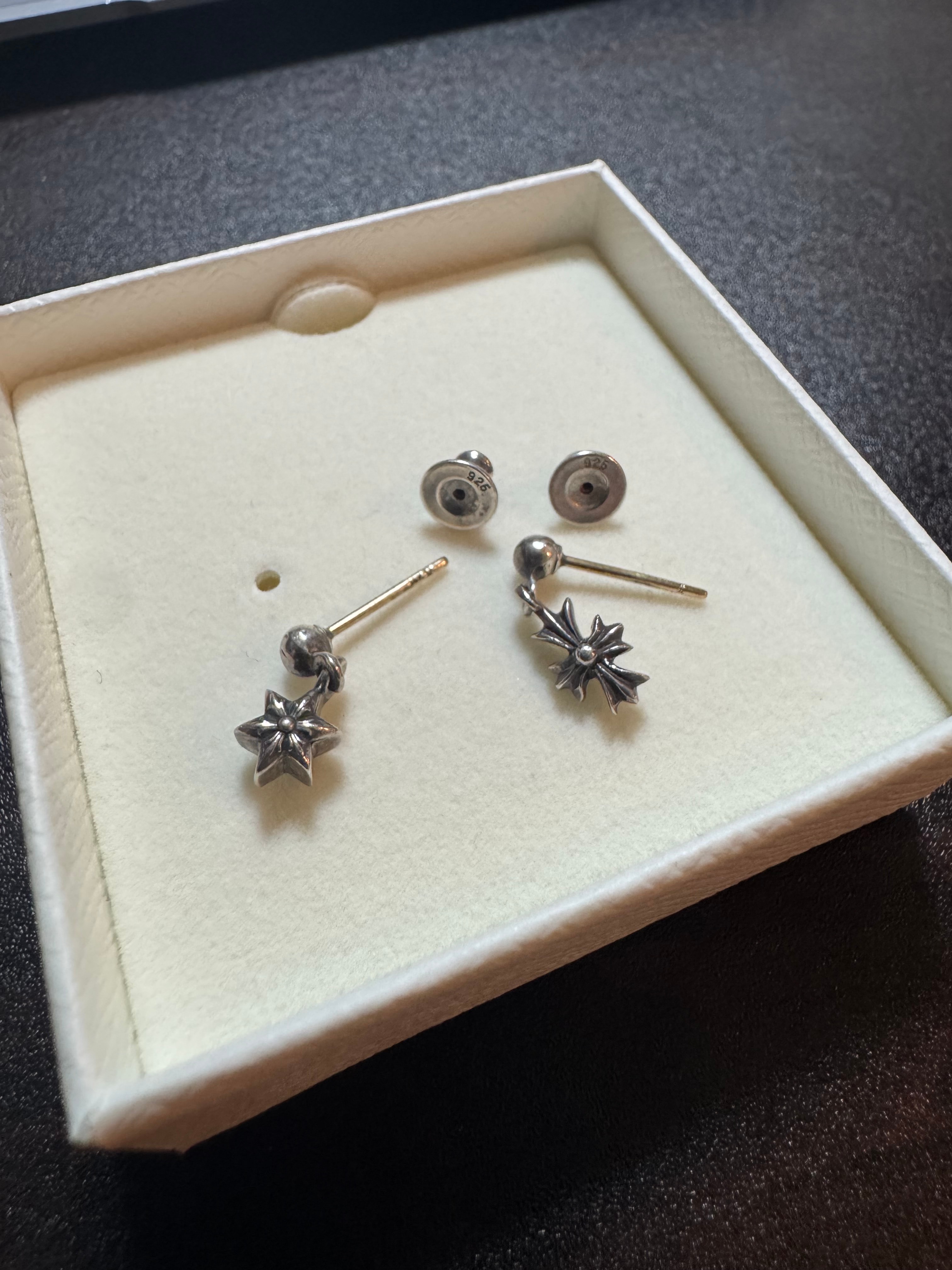 Chrome Hearts Tiny E CH Plus Drop Earrings "Silver"