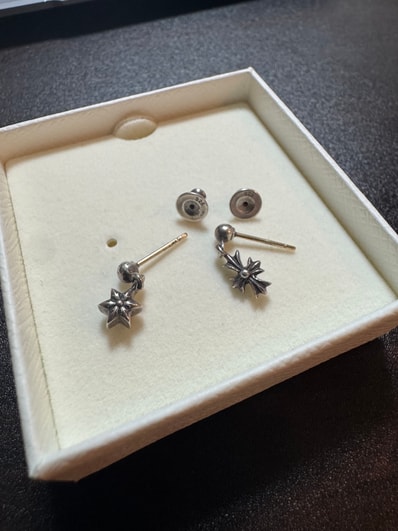 Chrome Hearts Tiny E CH Plus Drop Earrings "Silver"