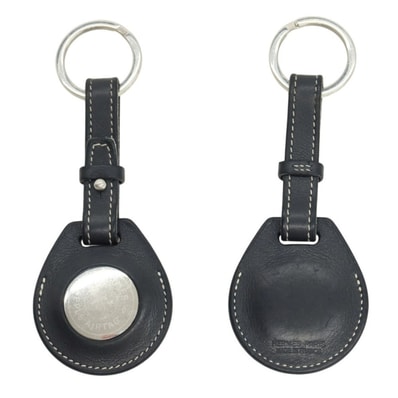 【中古】エルメス HERMES レザー Apple Air Tag エアタグ キーホルダー ブラック【メンズ】