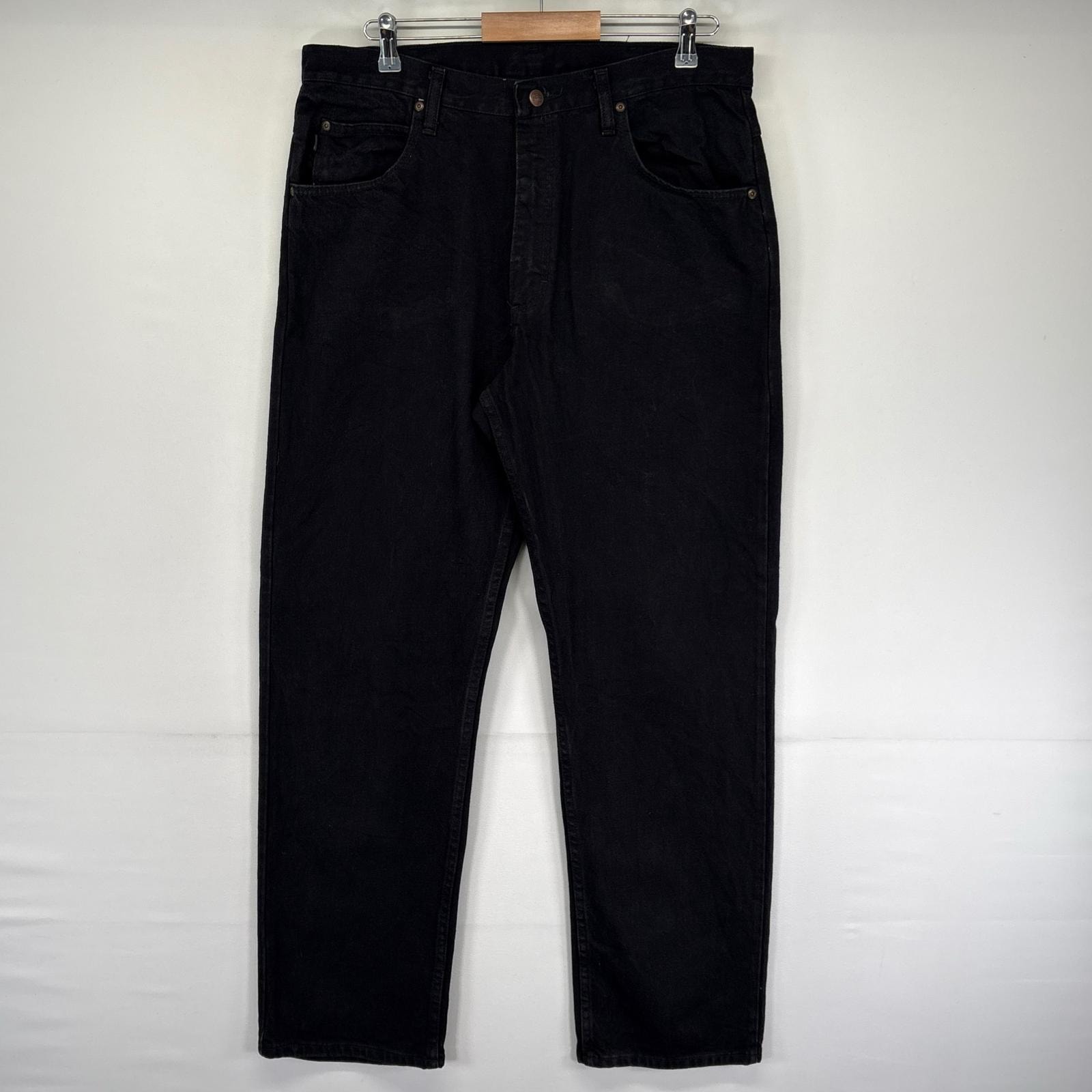 古着 レッドキャップ RED KAP パンツ Gパン レザーパッチ ワンポイントロゴ ストレート 5ポケット w36 L32 ブラック系 メンズ