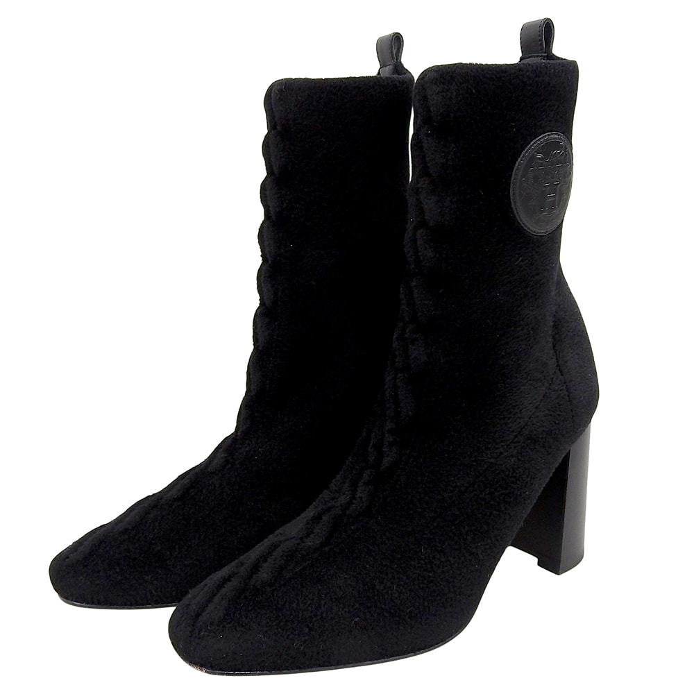 エルメス ジェナ 90 ショートブーツ ブラックブーツ レディース ブラック 37 37