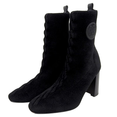 エルメス ジェナ 90 ショートブーツ ブラックブーツ レディース ブラック 37 37