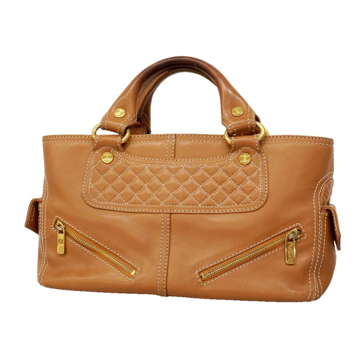 【6dc2505-k】セリーヌ ハンドバッグ ブギーバッグ レザー ブラウン ゴールド金具【中古】レディース