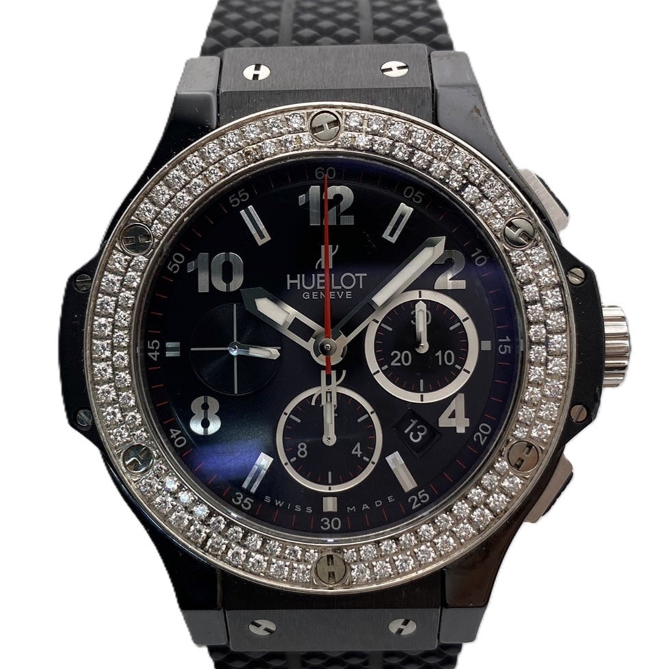 HUBLOT ウブロ ビッグ・バン ブラックマジック アフターダイヤベゼル 腕時計 301.CX.130.RX ラバー ステンレス ブラック  メンズ【中古】