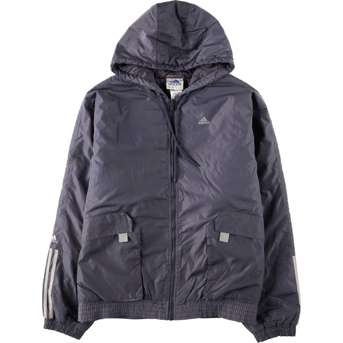 古着 00年代 アディダス adidas バックロゴ 中綿パーカー パファージャケット メンズXL相当/eaa679004