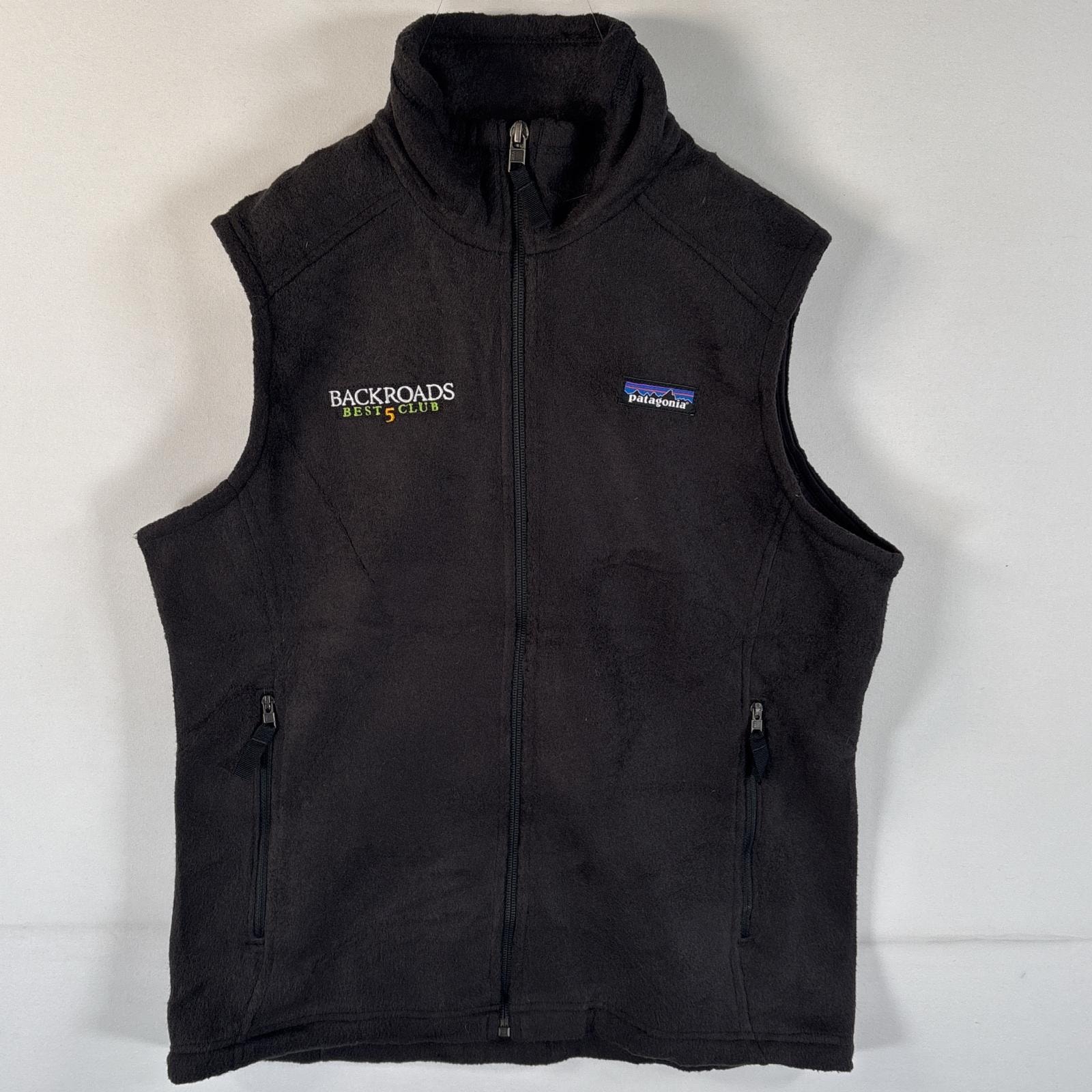 古着 パタゴニア patagonia フリースベスト シンチラ ワンポイントロゴ 企業ロゴ刺繍 フルジップ S ブラック レディース