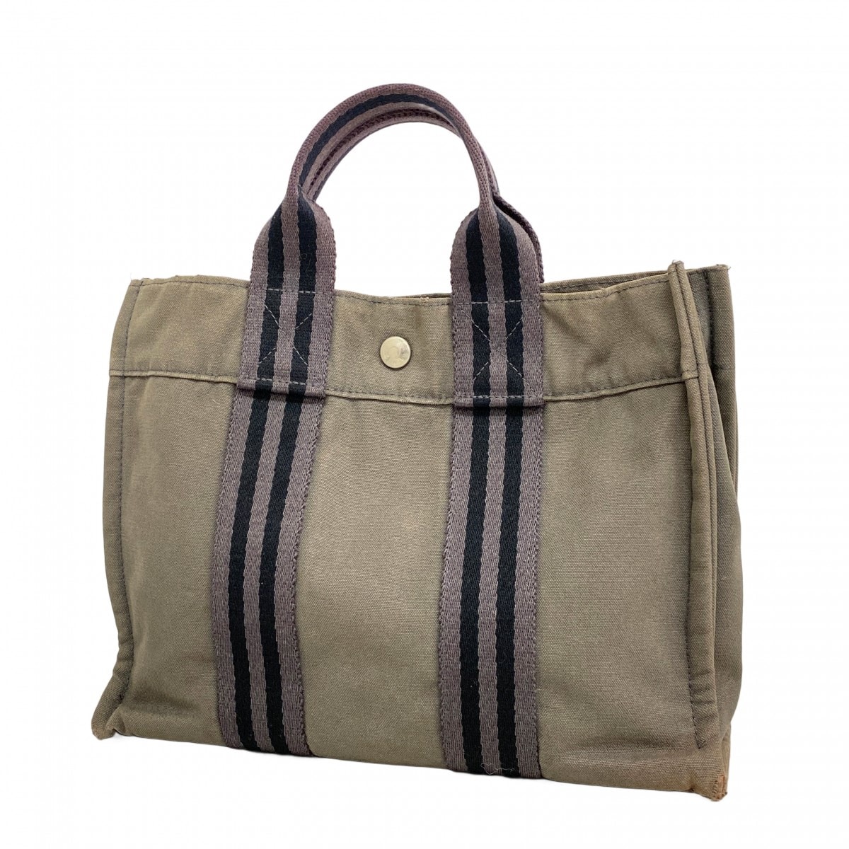 【6de6484】エルメス トートバッグ フールトゥPM キャンバス グレー シルバー金具【中古】メンズ レディース ユニセックス