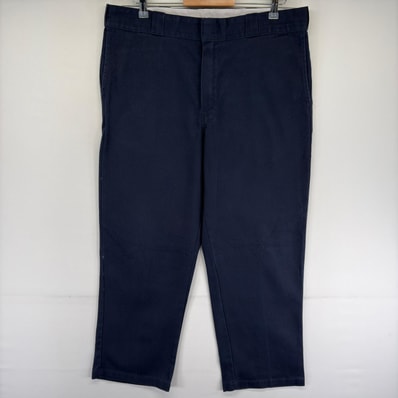 古着 ディッキーズ Dickies パンツ ワークパンツ チノパン 874 ストレート ジップ ワンポイントロゴ w38 L30 ネイビー系 メンズ