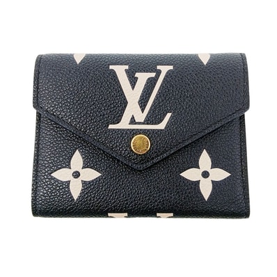 LOUIS VUITTON ルイ・ヴィトン ポルトフォイユ ヴィクトリーヌ 三つ折り財布 M80968 モノグラムアンプラント ブラック レディース【中古】
