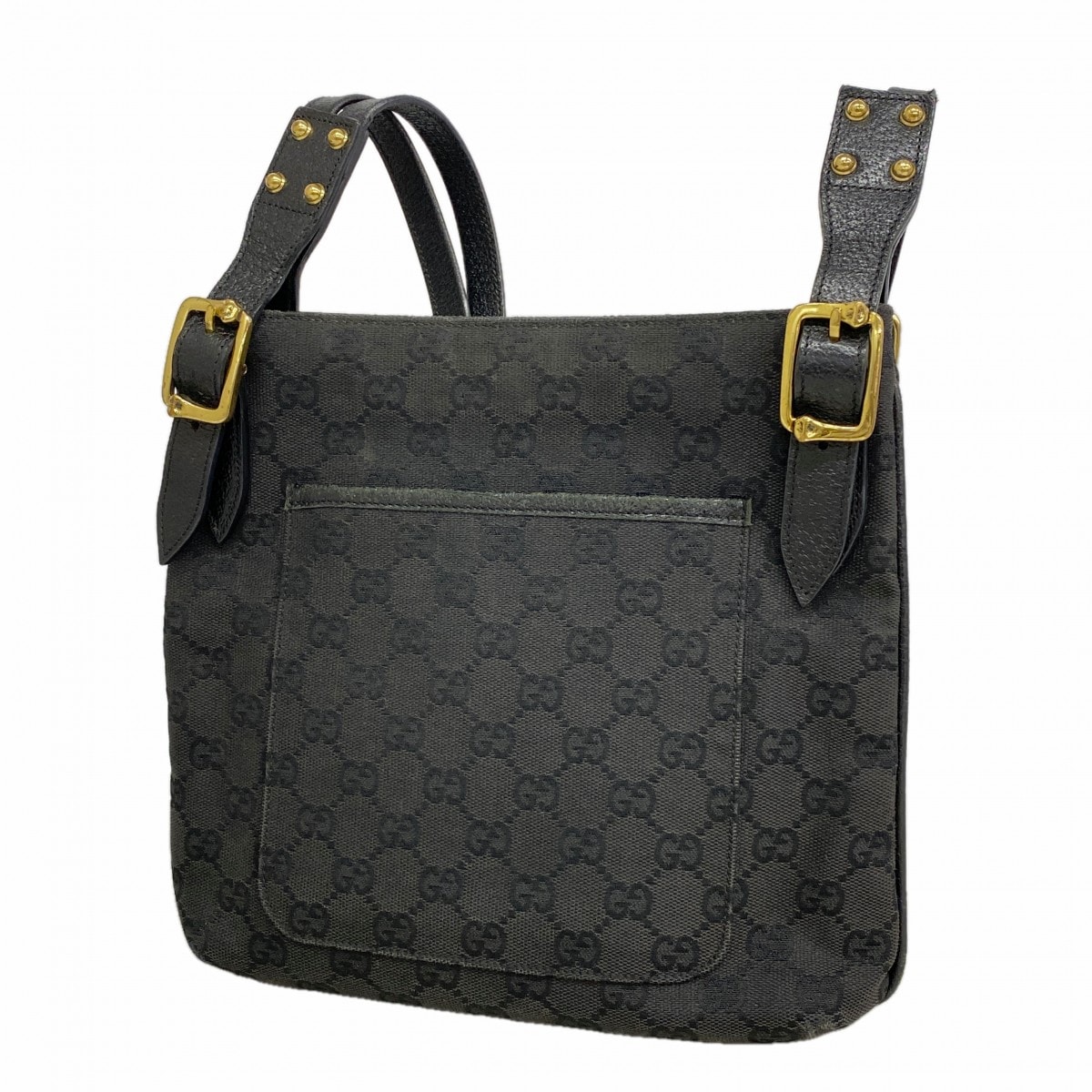 【6gd4535-k】グッチ ショルダーバッグ GGキャンバス 115514 キャンバス ブラック ゴールド金具【中古】レディース