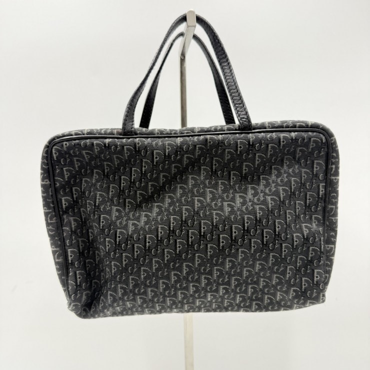 【4/23 11:00販売終了予定】Christian Dior(クリスチャン・ディオール)トロッター柄 ハンドバッグ ブラック系 キャンバス