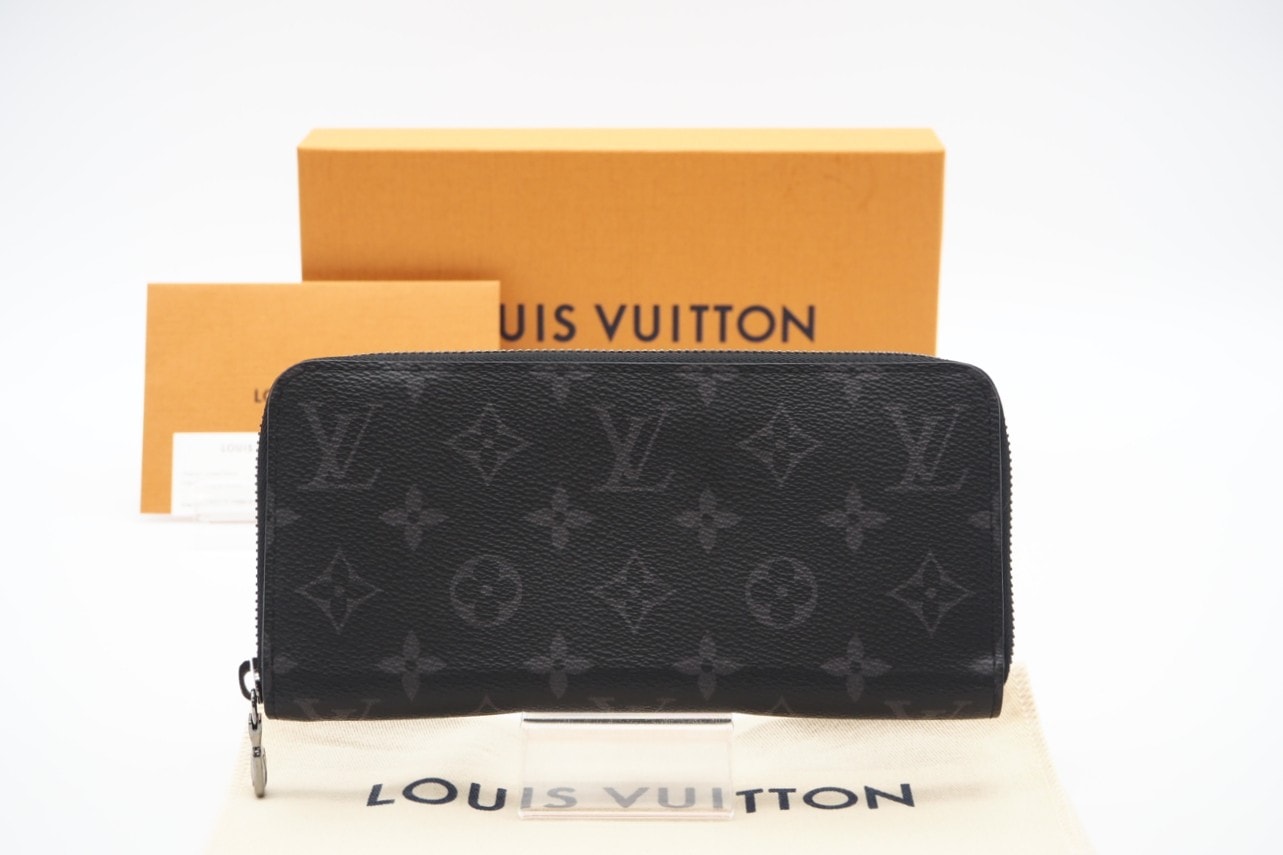 美品 LOUIS VUITTON ルイ・ヴィトン エクリプス ジッピーウォレットホリゾンタル M11611 長財布 ブラック コーティングキャンバス メンズ