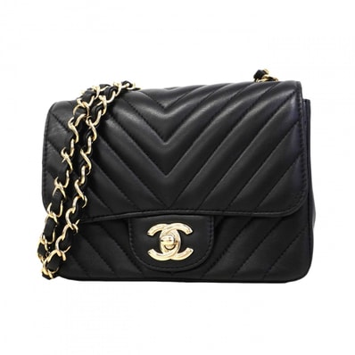 ★SALE【6db1322-h】シャネル ショルダーバッグ Vステッチ チェーンショルダー ラムスキン ブラック シャンパンゴールド金具【中古】レディース