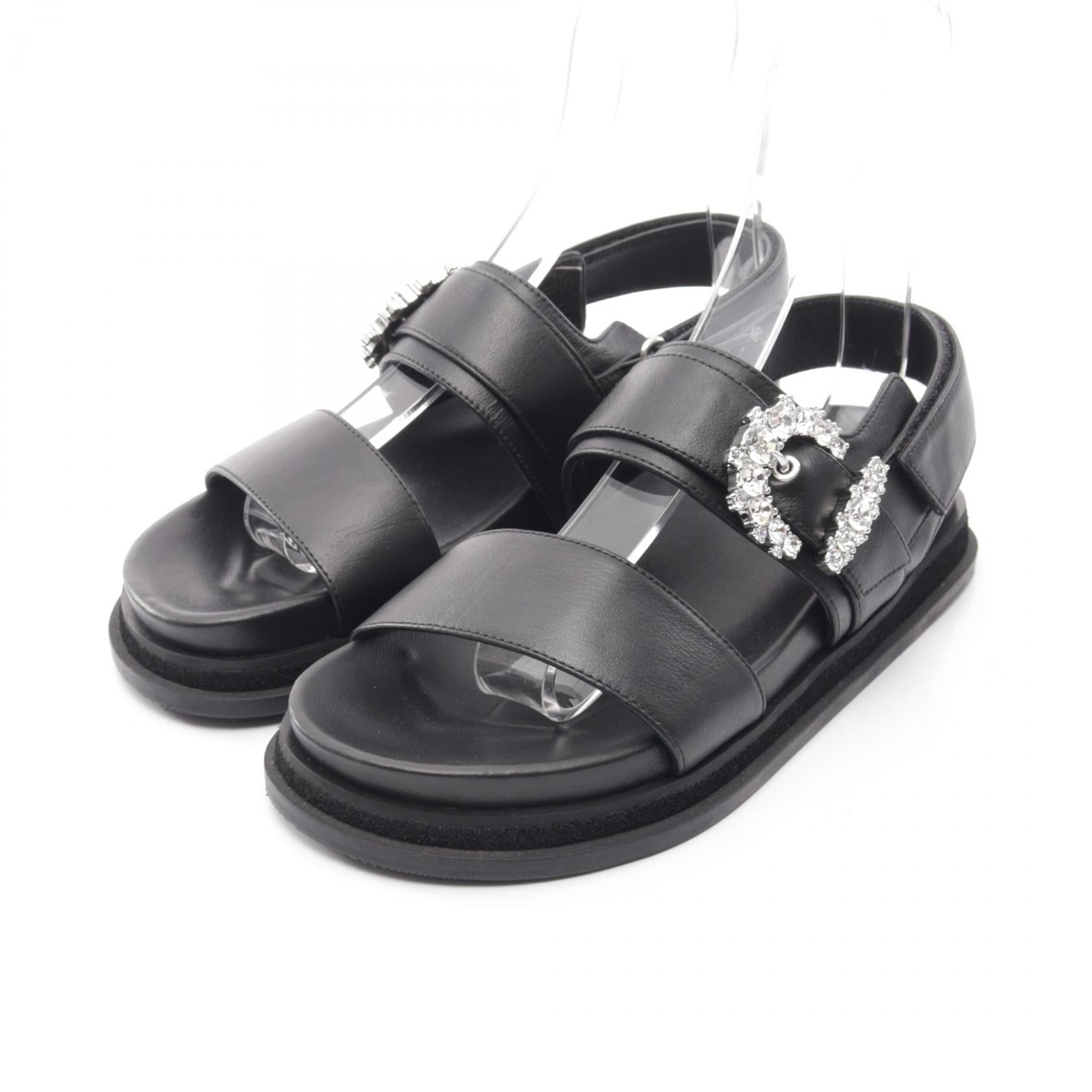 ジミーチュウ JIMMY CHOO CHERI LUG サンダル 靴 レザー レディース ブラック系 【中古】