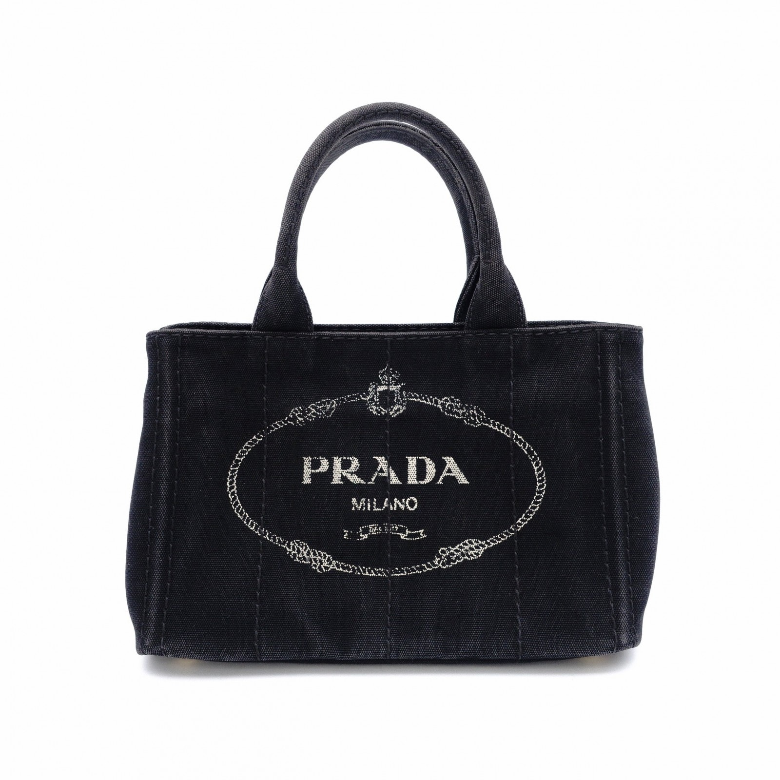 PRADA プラダ カナパ ミニ ハンドバッグ キャンバス ブラック 2way