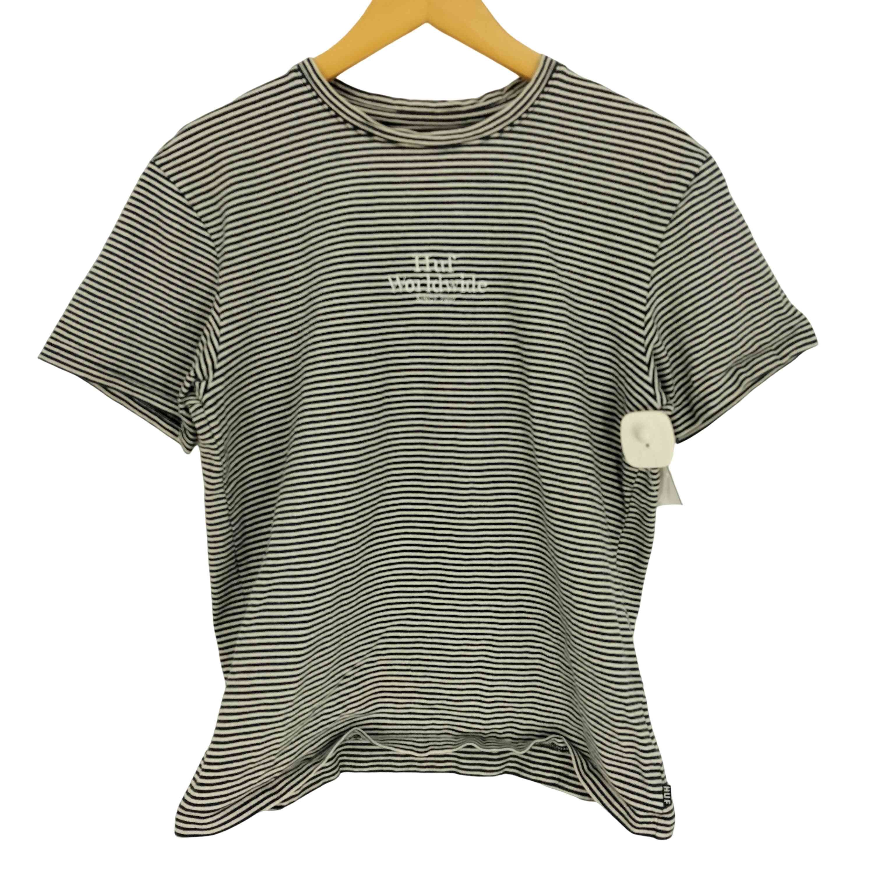 フロントロゴ刺繍 モックネック ボーダー S/S カットソー【1139619999395】