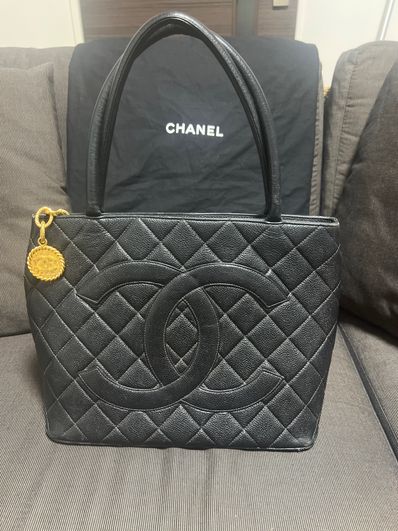CHANEL Matelasse Coco Mark Tote Caviar Skin "Black/Silver"