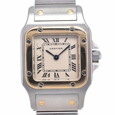 カルティエ CARTIER W20012C4 サントスガルベSM SS/K18YG アイボリー クォーツ レディース 良品 腕時計 R#148615