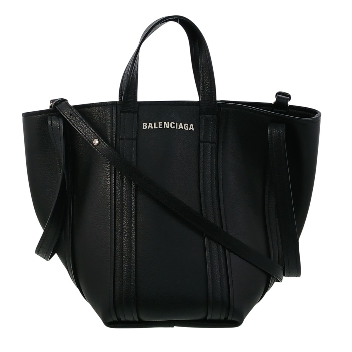 BALENCIAGA バレンシアガ エブリデイノースサウス スモール 2WAYバッグ ハンドバッグ 672791 レザー ブラック  レディース【中古】