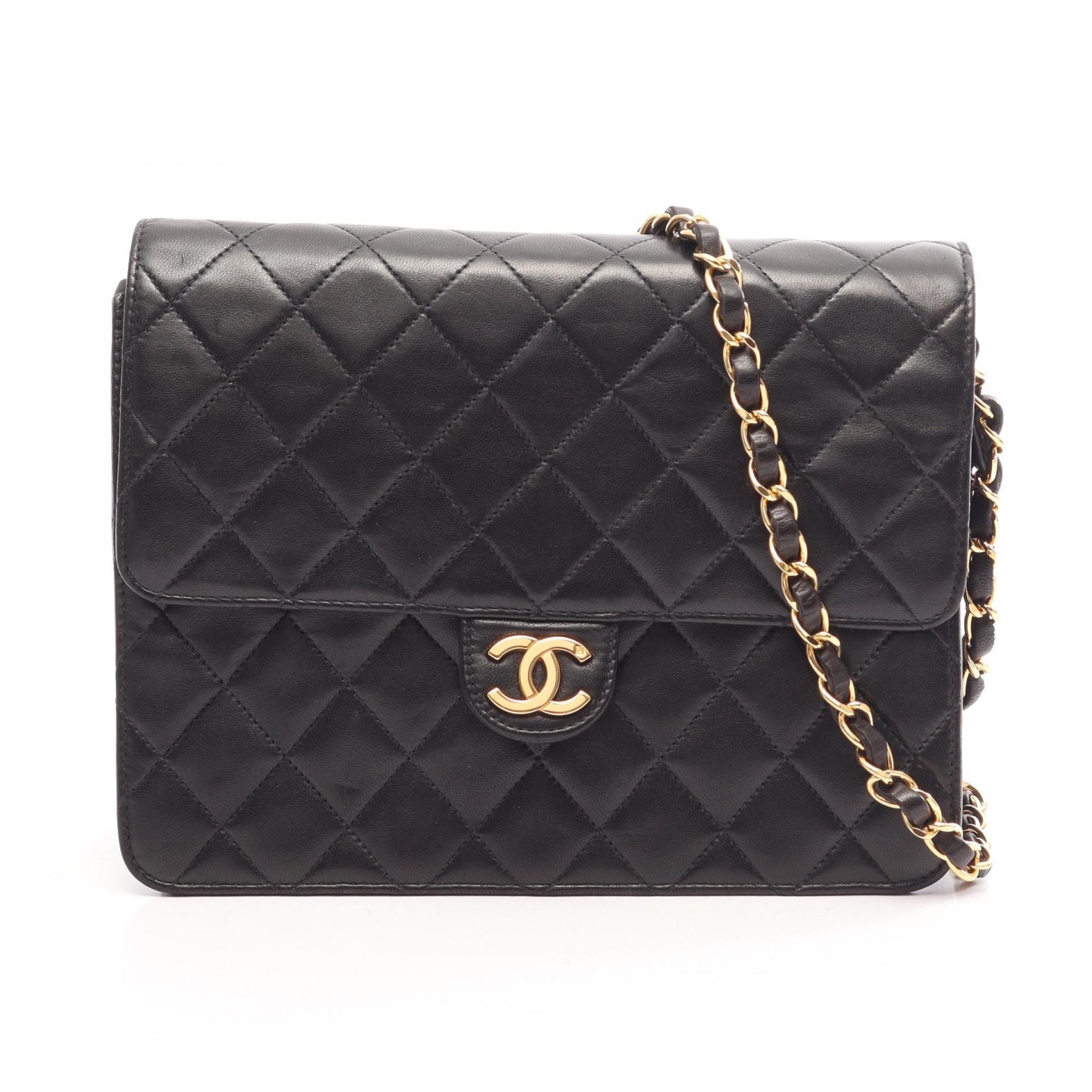 シャネル CHANEL マトラッセ シングルフラップ プッシュロック ショルダーバッグ バッグ ラムスキン(羊革) レディース ブラック系 【中古】