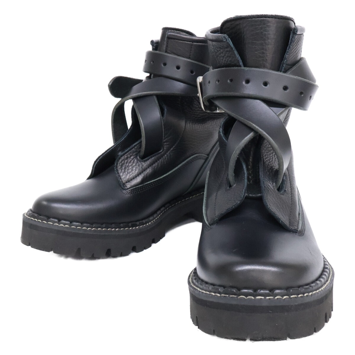 ワイズ 20AW YR-E04-704 COMBI LEATHER BELT BOOTS コンビ レザー ベルト ブーツ/ 6