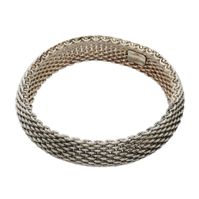 ★最終価格【6jfb0963-k】ティファニー バングル サマセット/メッシュ シルバー925【中古】メンズ レディース ユニセックス