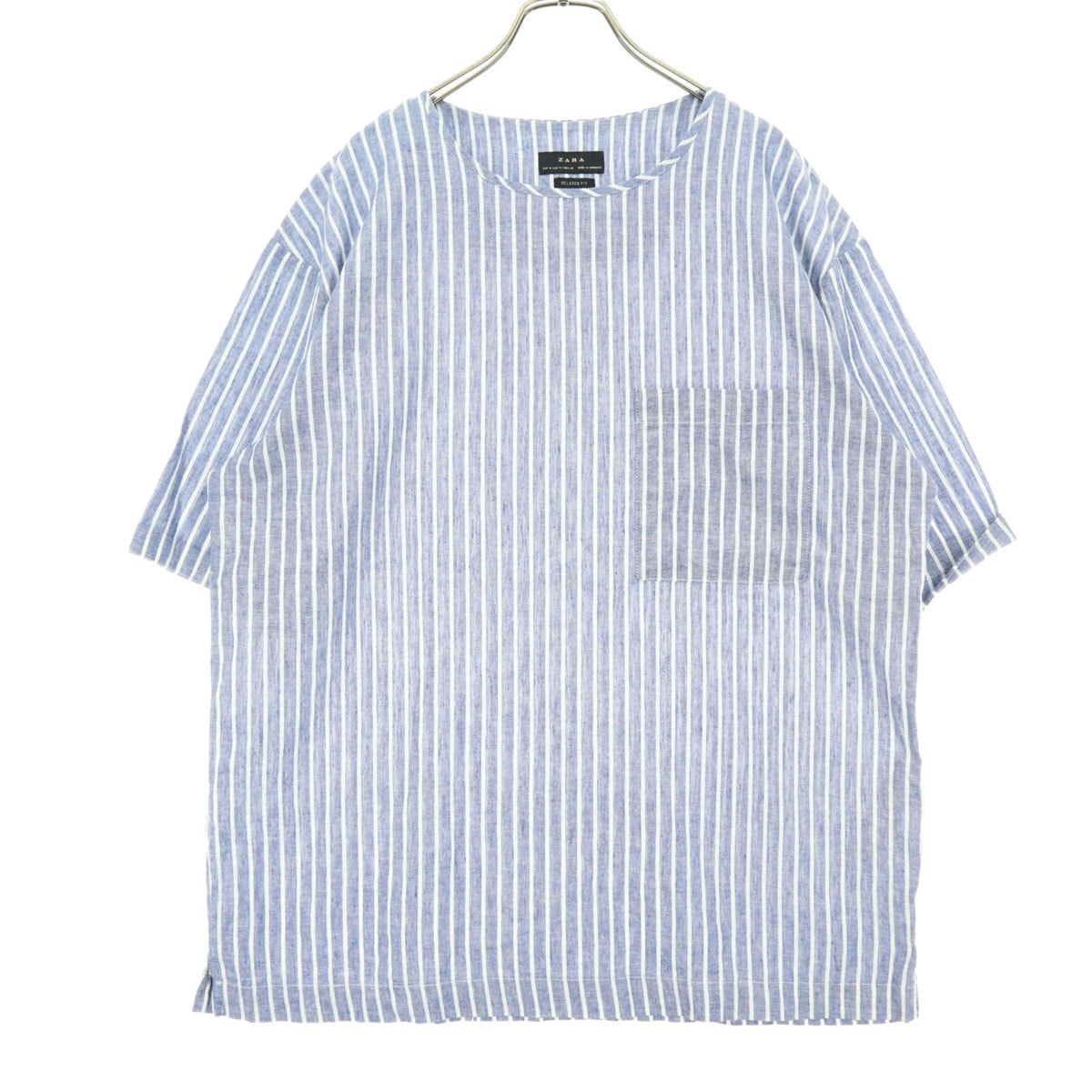 ZARA ザラ ストライプ柄 半袖 カットソー M ブルー