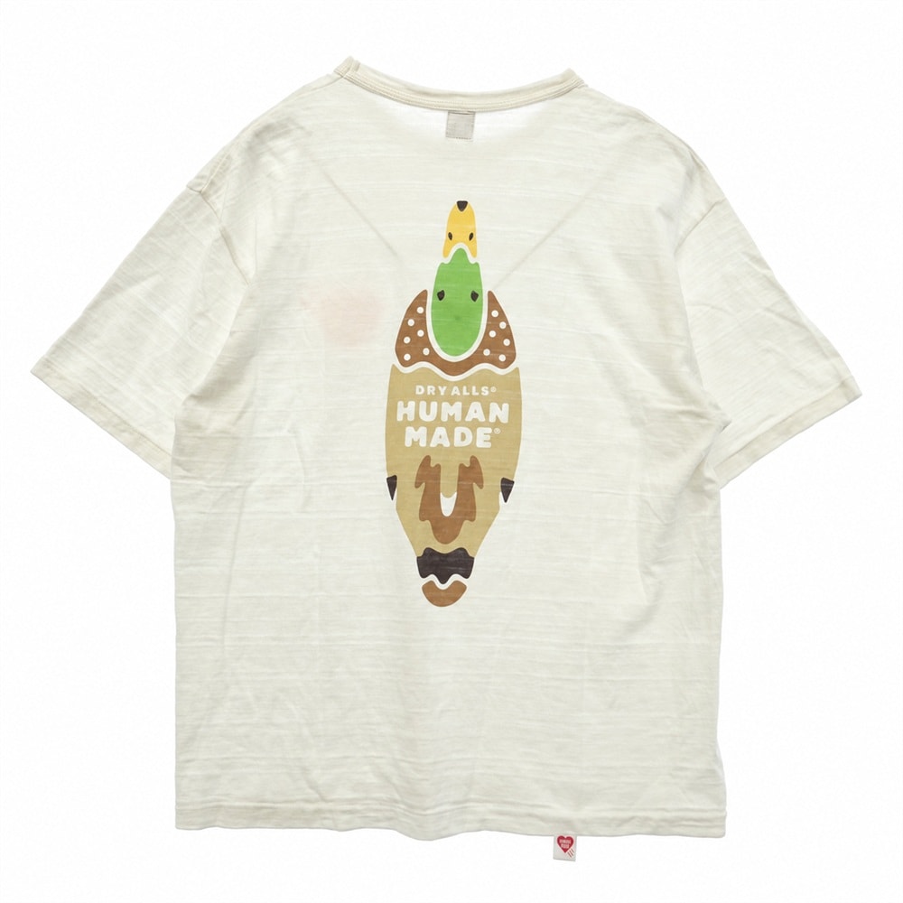 HUMAN MADE ヒューマンメイド DRY ALLS ハートロゴ カモ バックプリント Tシャツ 半袖カットソー ホワイト系 XXL【中古】