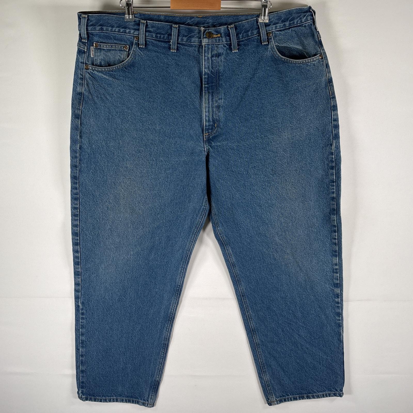 古着 カーハート Carhartt デニムパンツ テーパード 5ポケット ワークパンツ ジーンズ ジーパン w46 L30  ブルー メンズ