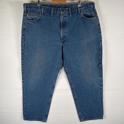 古着 カーハート Carhartt デニムパンツ テーパード 5ポケット ワークパンツ ジーンズ ジーパン w46 L30 ブルー メンズ