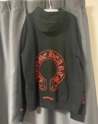 Chrome Hearts Back Horse Shoe Logo Glitter Print Hoodie Online Exclusive "Black/Red"